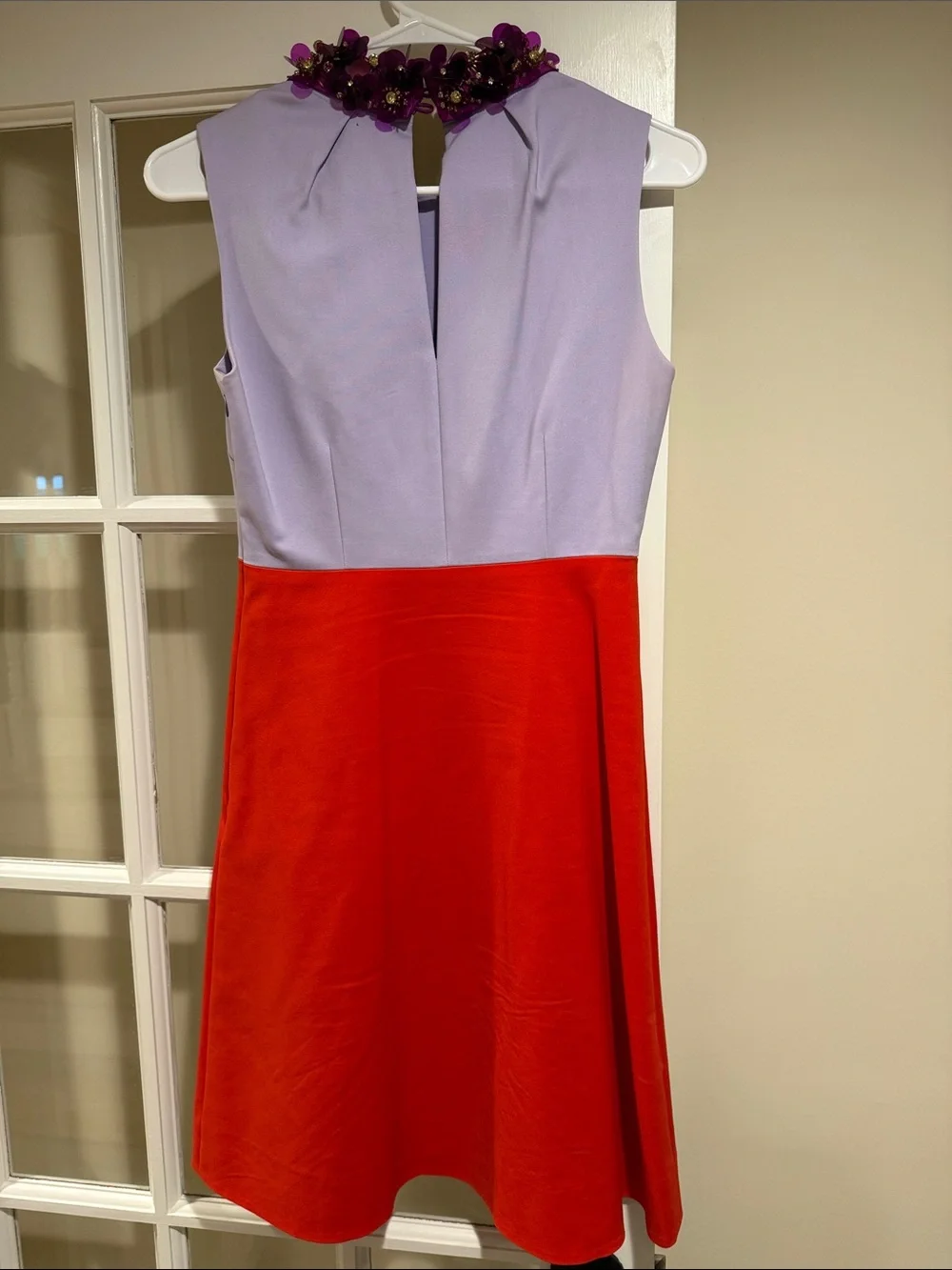 kate spade Lavender and Red Sleeveless Mini Dress with Embellished Collar